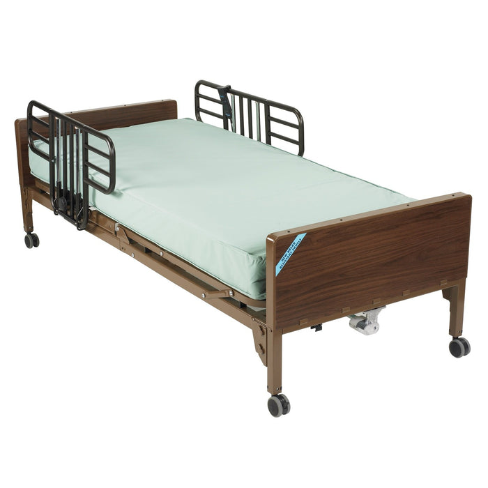 Delta Ultra Light Full Electric Hospital Bed with Half Rails and Therapeutic Support Mattress