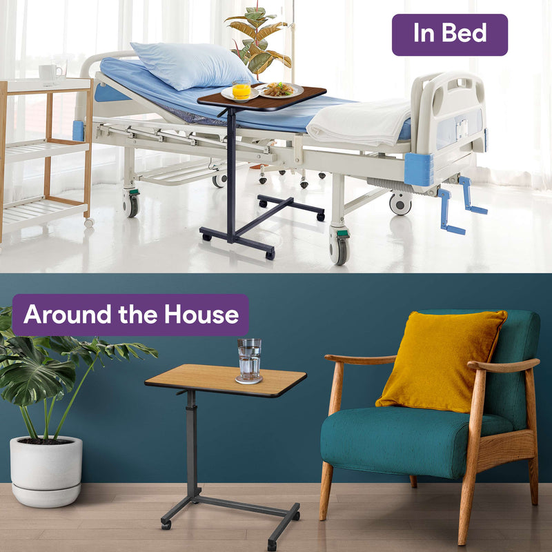 Overbed Table with Wheels - Cherry